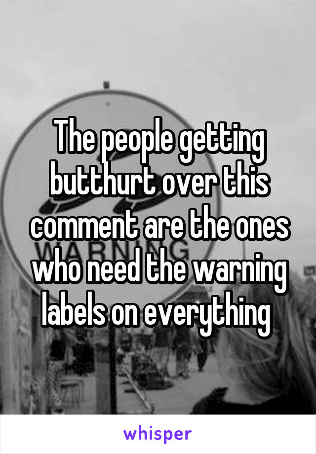 The people getting butthurt over this comment are the ones who need the warning labels on everything 