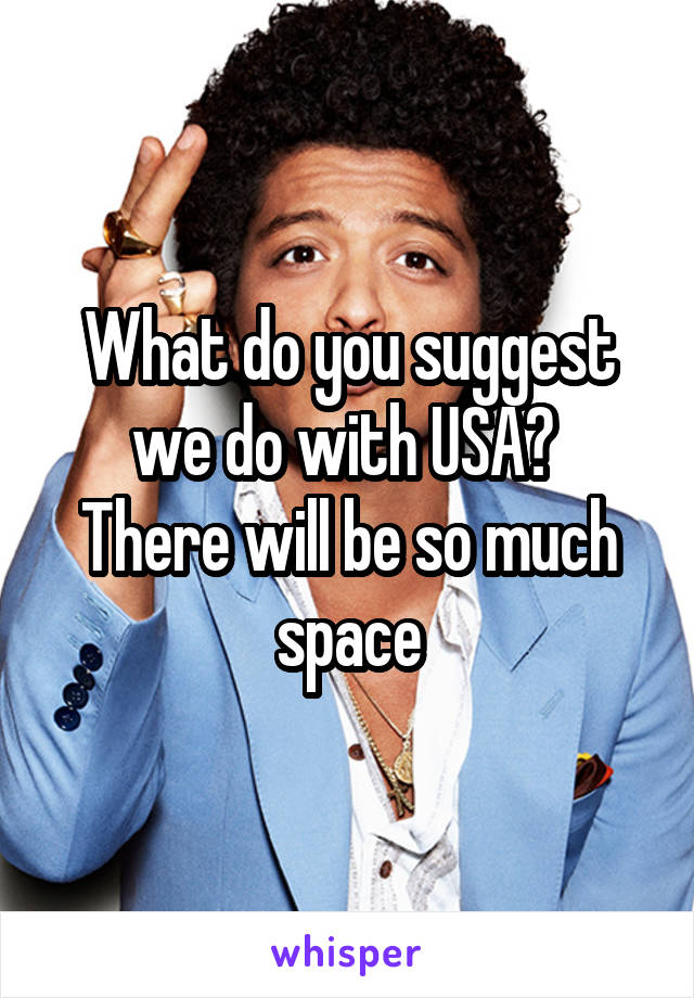 What do you suggest we do with USA? 
There will be so much space