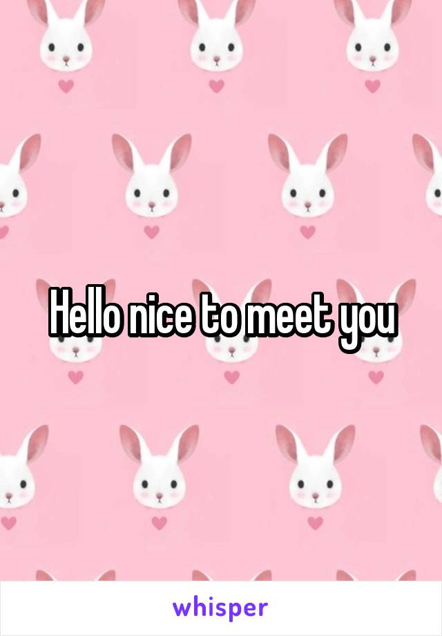 Hello nice to meet you
