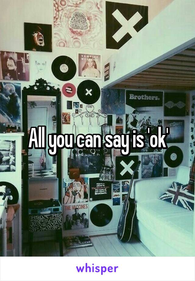 All you can say is 'ok'