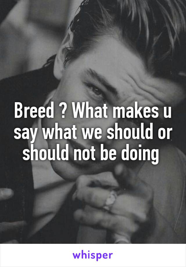 Breed ? What makes u say what we should or should not be doing 