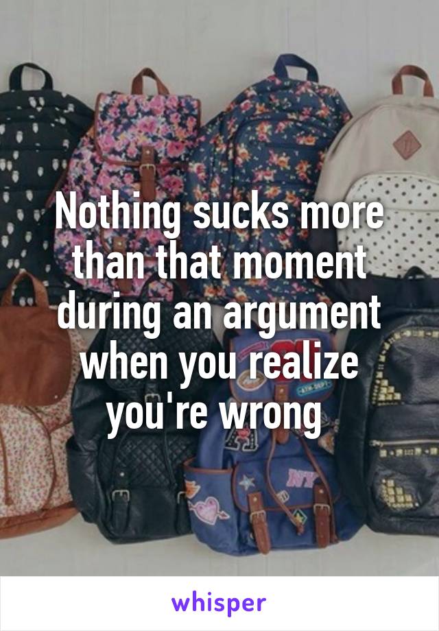 Nothing sucks more than that moment during an argument when you realize you're wrong 