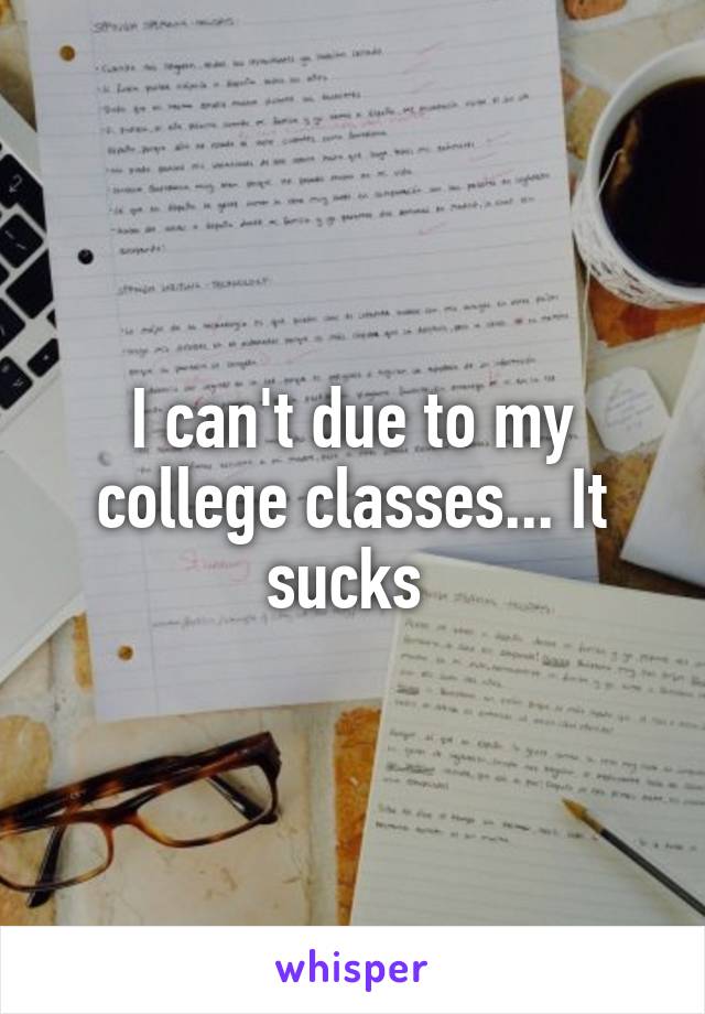 I can't due to my college classes... It sucks 