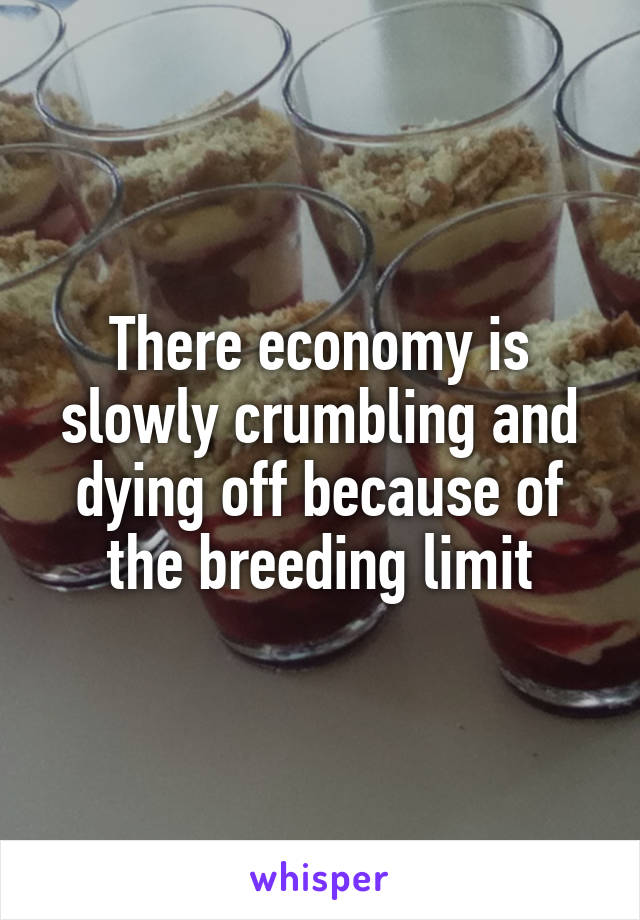 There economy is slowly crumbling and dying off because of the breeding limit