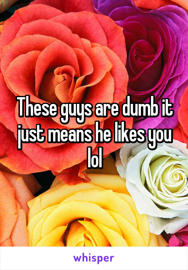 These guys are dumb it just means he likes you lol
