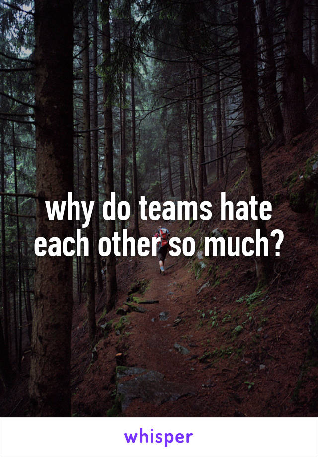 why do teams hate each other so much?