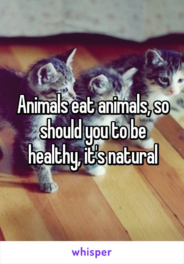 Animals eat animals, so should you to be healthy, it's natural