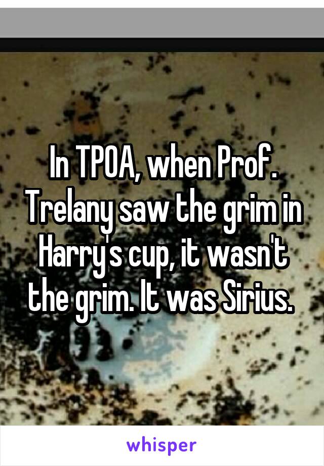 In TPOA, when Prof. Trelany saw the grim in Harry's cup, it wasn't the grim. It was Sirius. 