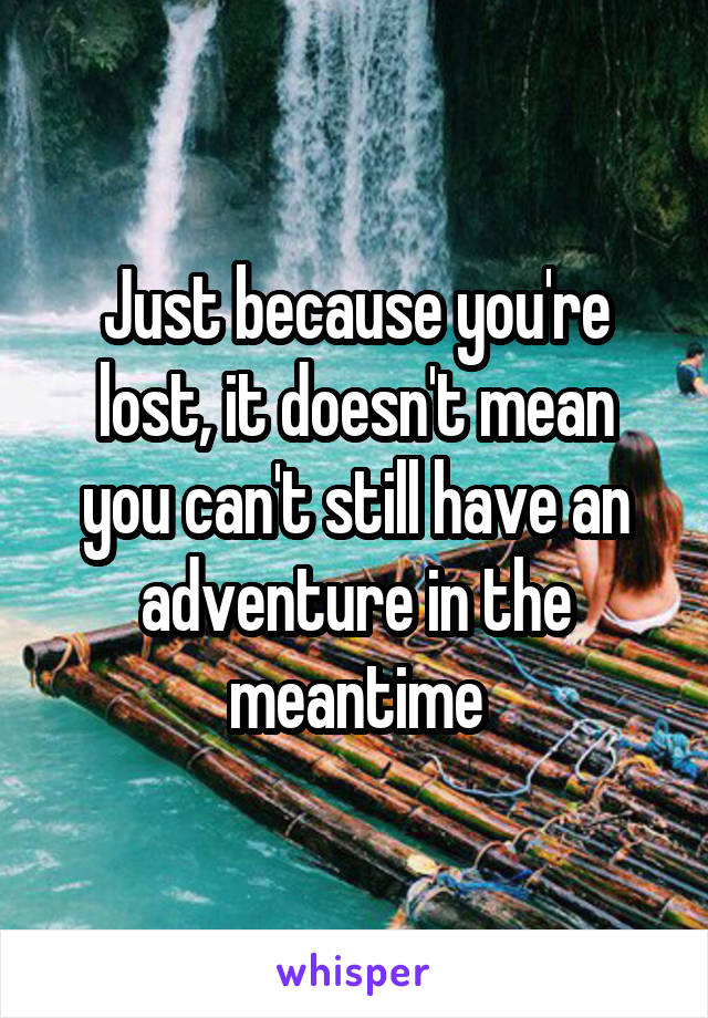 Just because you're lost, it doesn't mean you can't still have an adventure in the meantime