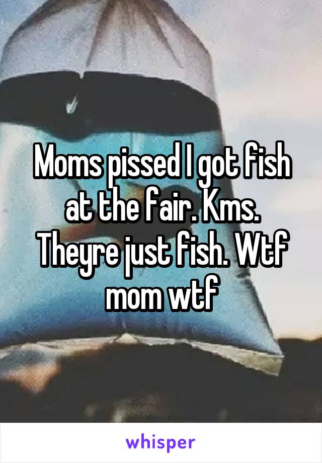 Moms pissed I got fish at the fair. Kms. Theyre just fish. Wtf mom wtf