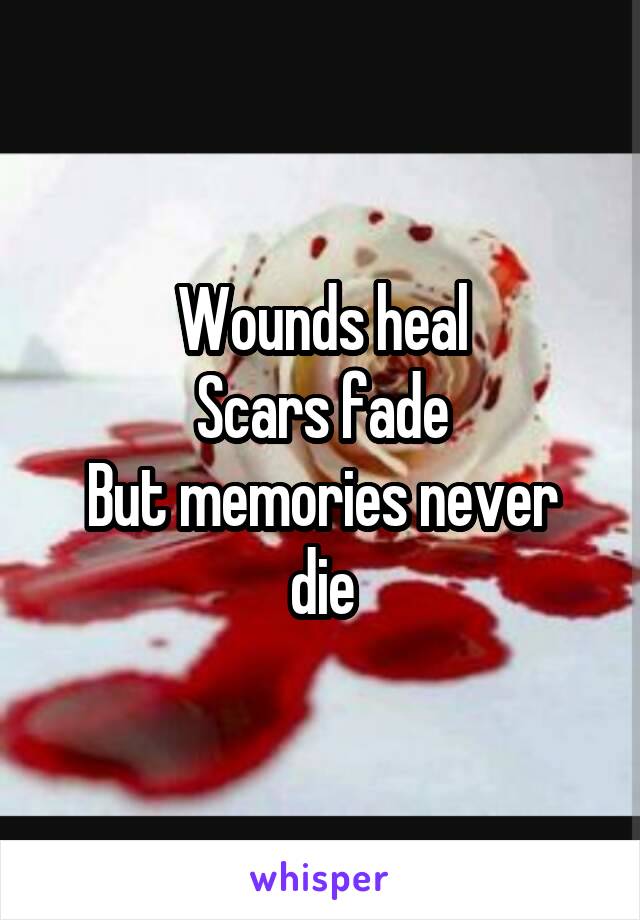 Wounds heal
Scars fade
But memories never die