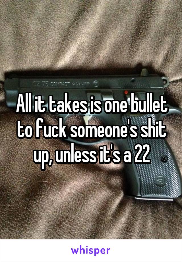 All it takes is one bullet to fuck someone's shit up, unless it's a 22