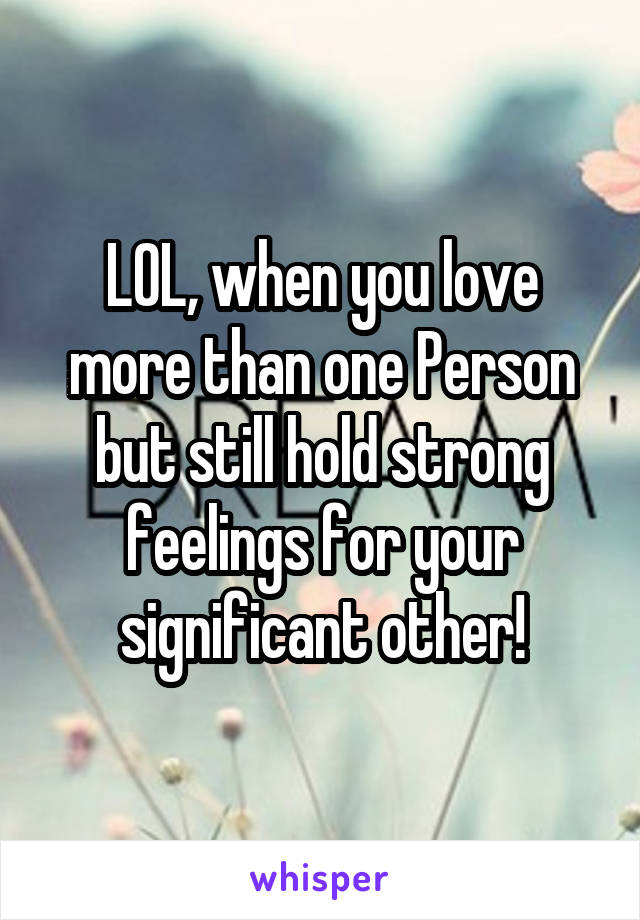 LOL, when you love more than one Person but still hold strong feelings for your significant other!