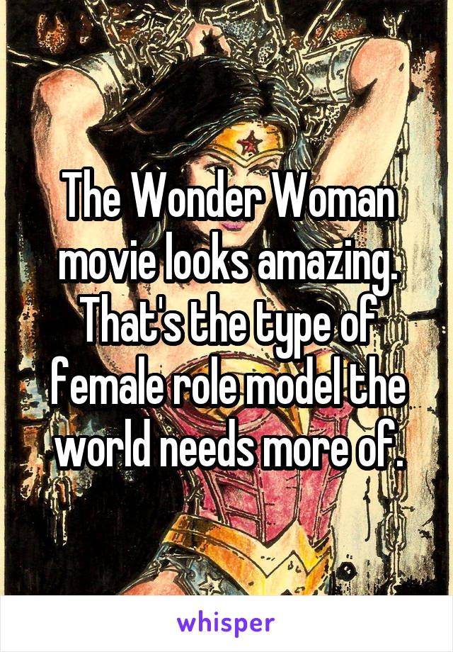 The Wonder Woman movie looks amazing. That's the type of female role model the world needs more of.