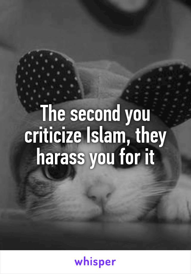 The second you criticize Islam, they harass you for it