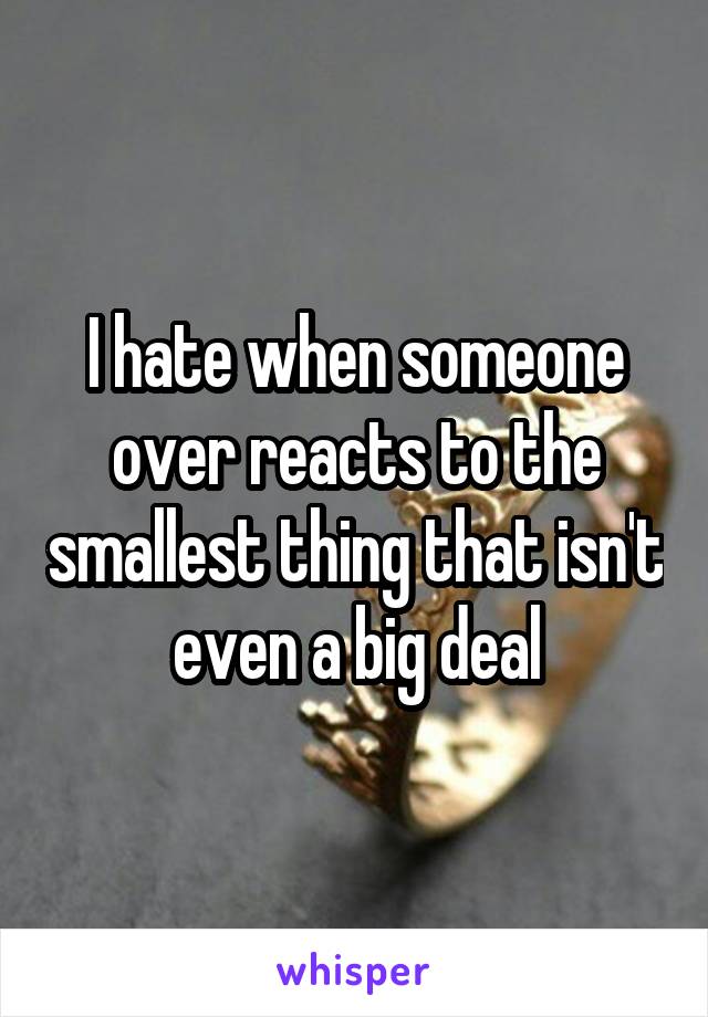 I hate when someone over reacts to the smallest thing that isn't even a big deal