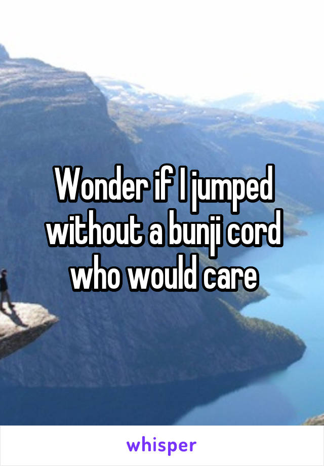 Wonder if I jumped without a bunji cord who would care