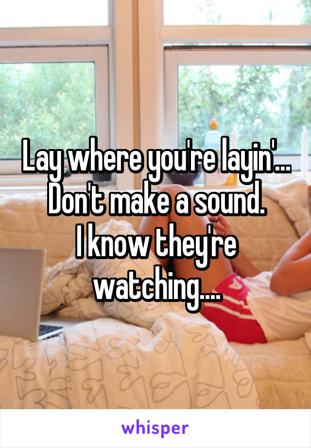 Lay where you're layin'...
Don't make a sound.
I know they're watching....