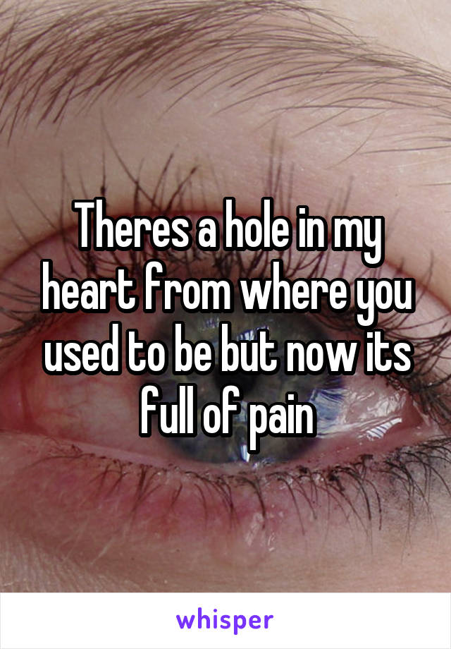 Theres a hole in my heart from where you used to be but now its full of pain