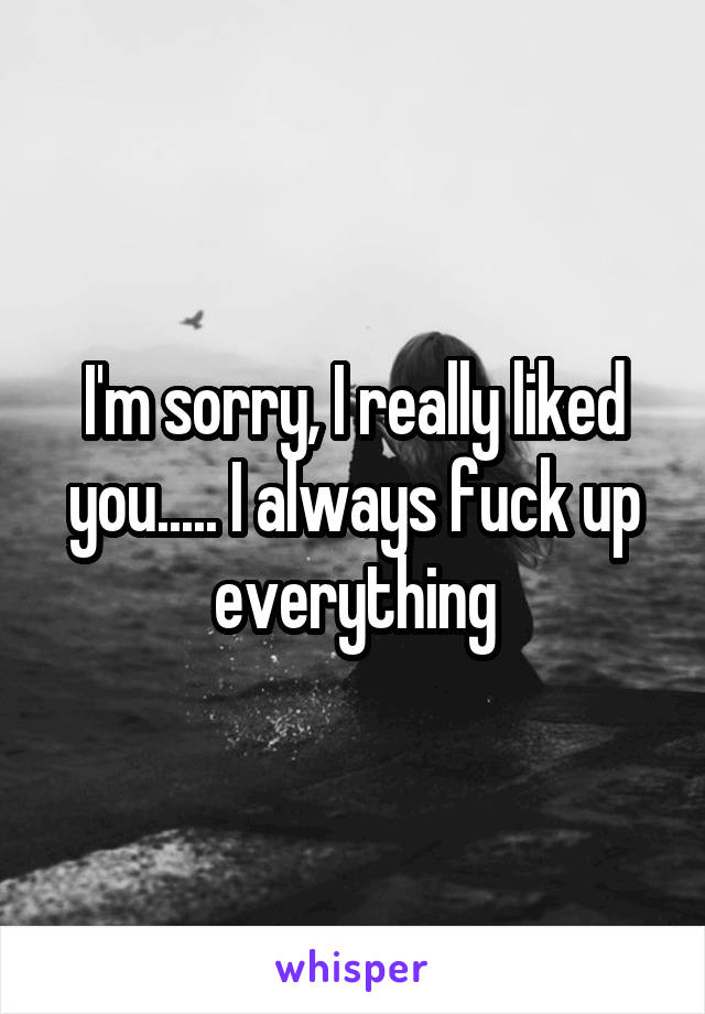 I'm sorry, I really liked you..... I always fuck up everything