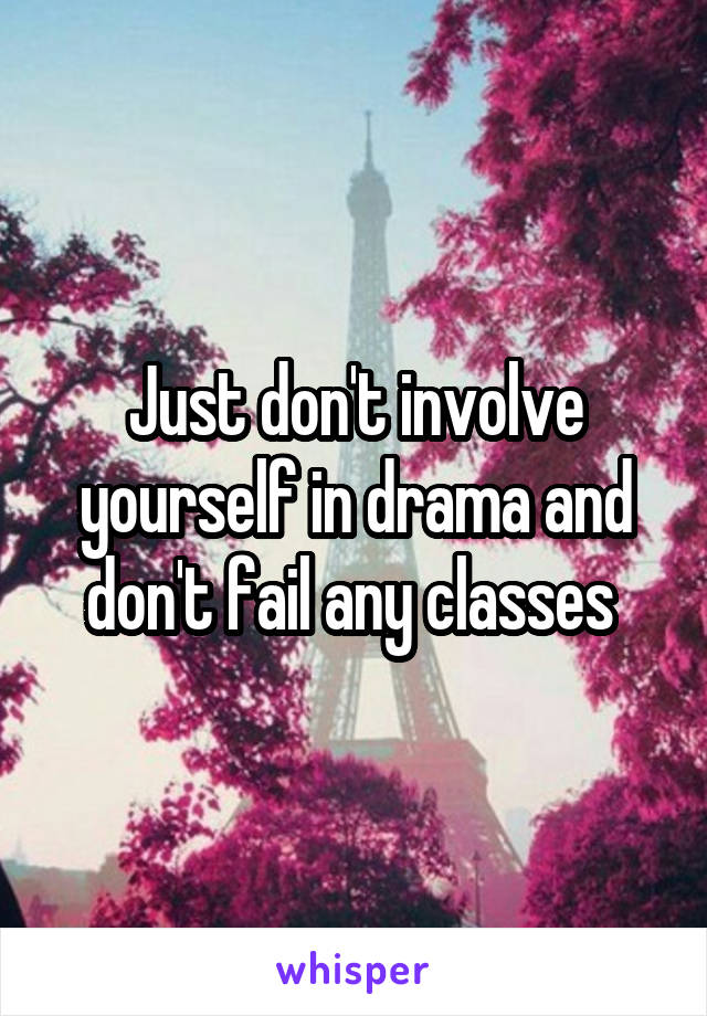 Just don't involve yourself in drama and don't fail any classes 