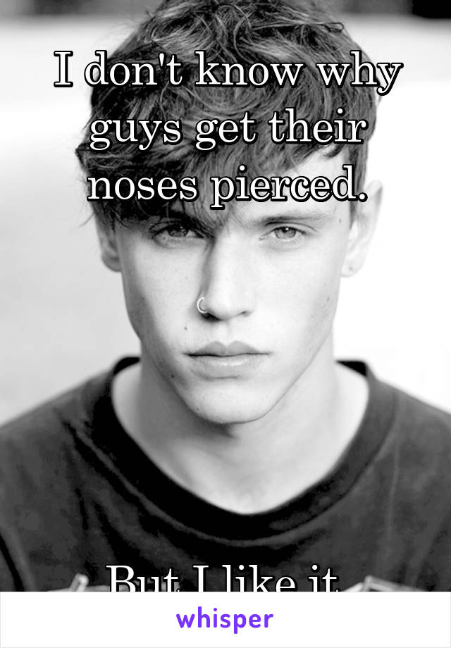 I don't know why guys get their noses pierced.






But I like it.