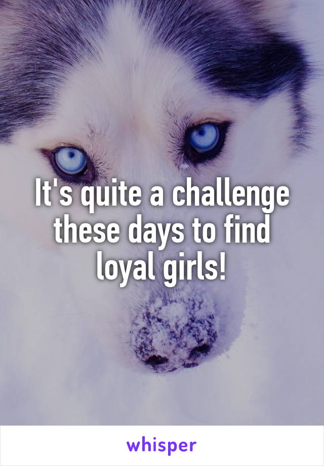 It's quite a challenge these days to find loyal girls!