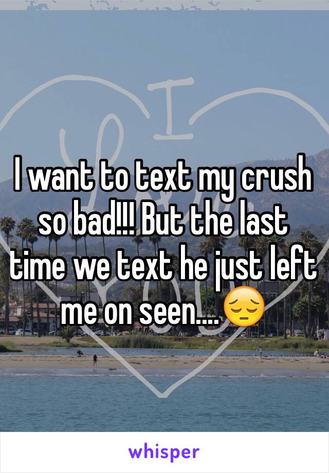 I want to text my crush so bad!!! But the last time we text he just left me on seen....😔