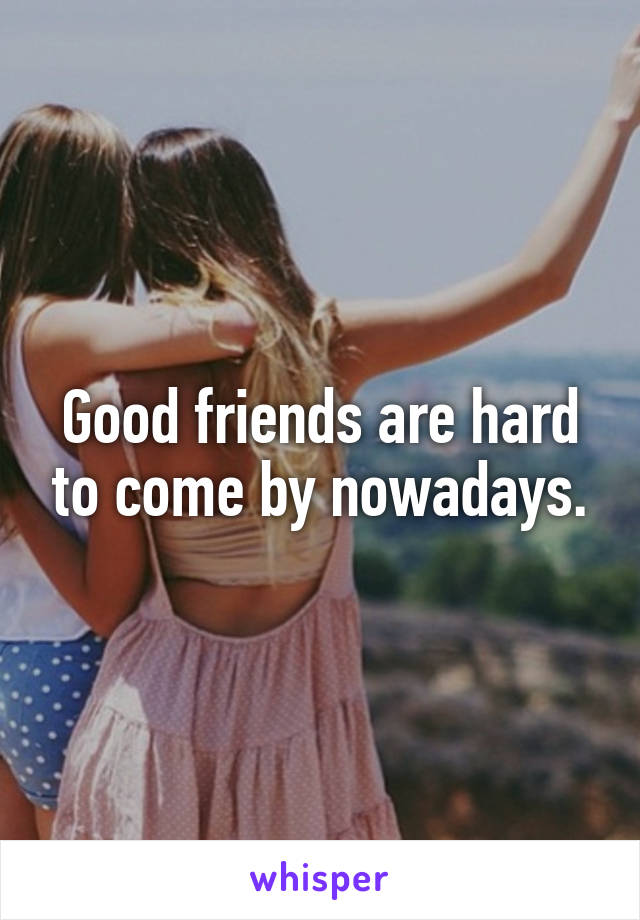 Good friends are hard to come by nowadays.