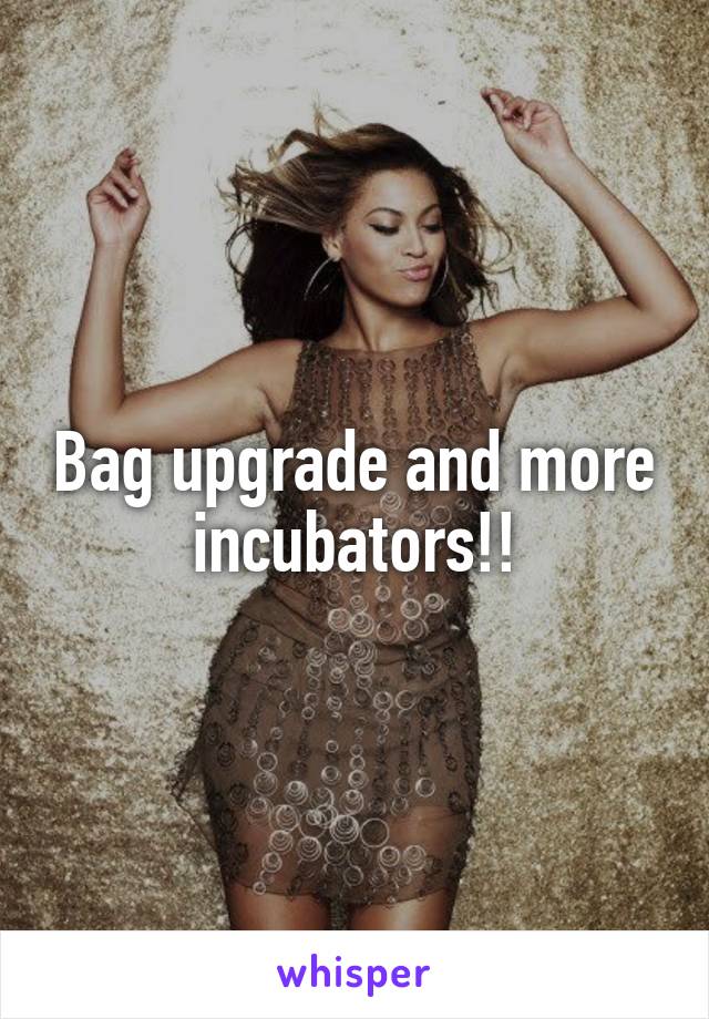 Bag upgrade and more incubators!!