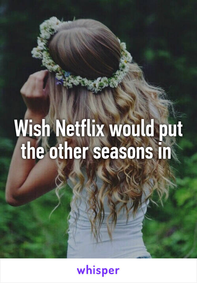 Wish Netflix would put the other seasons in 