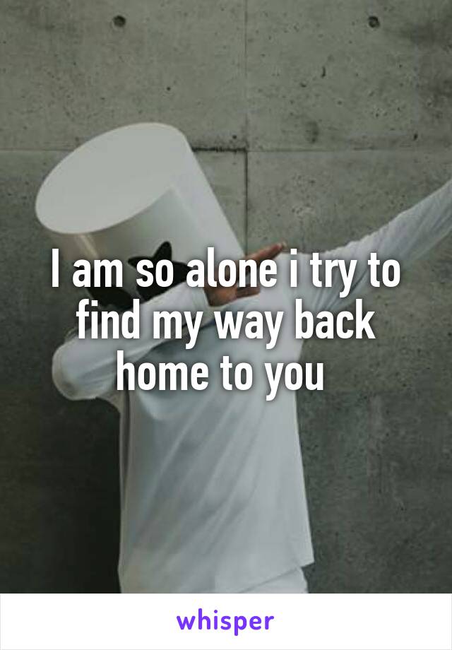 I am so alone i try to find my way back home to you 