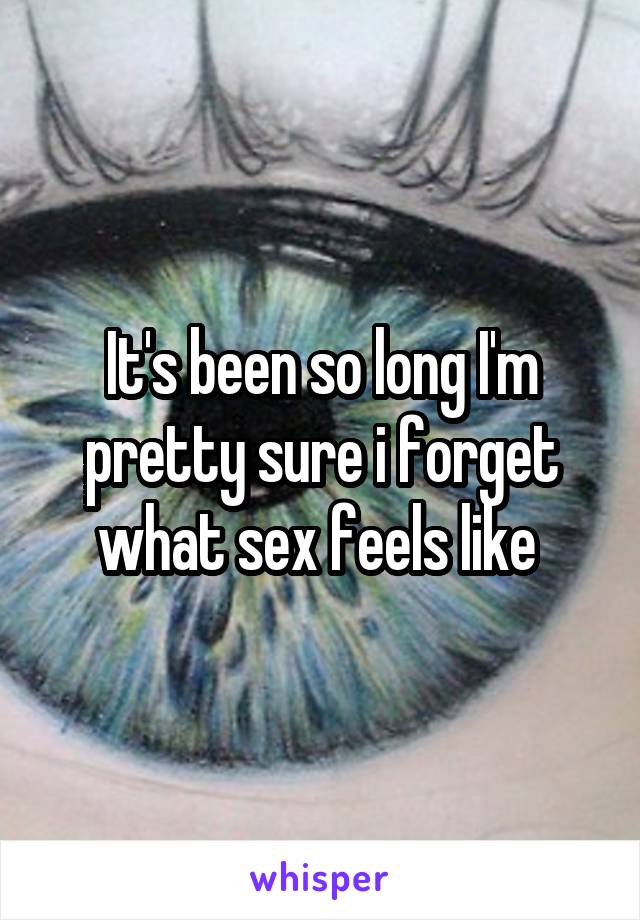 It's been so long I'm pretty sure i forget what sex feels like 