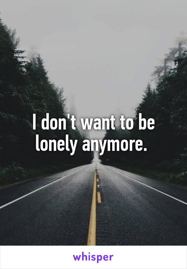 I don't want to be lonely anymore. 