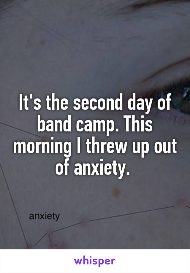 It's the second day of band camp. This morning I threw up out of anxiety. 