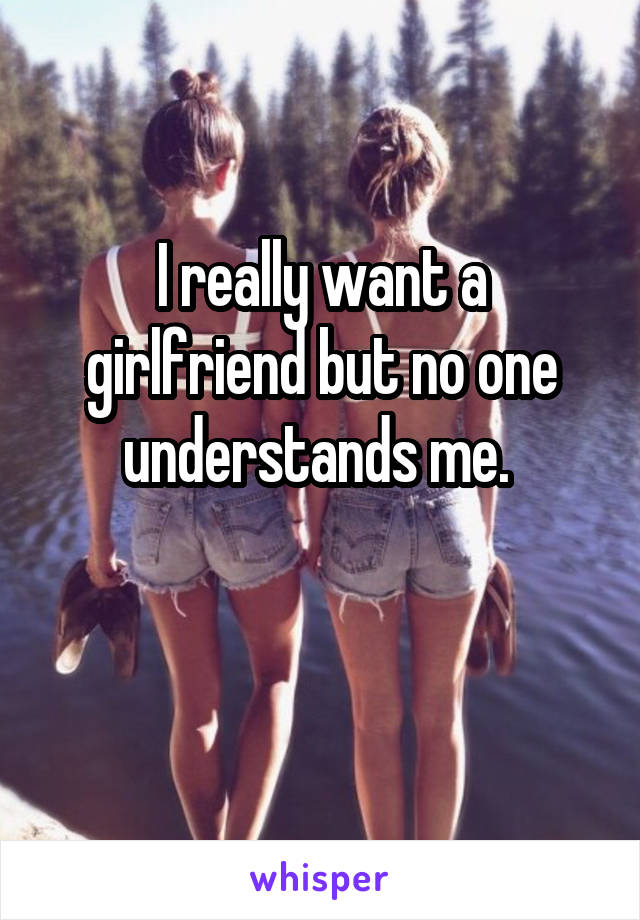 I really want a girlfriend but no one understands me. 

