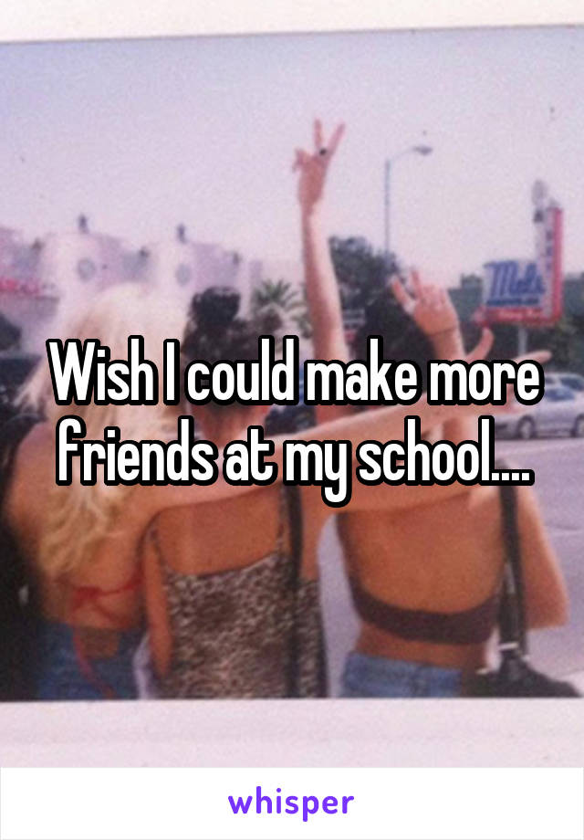 Wish I could make more friends at my school....