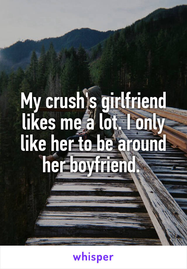 My crush's girlfriend likes me a lot. I only like her to be around her boyfriend. 