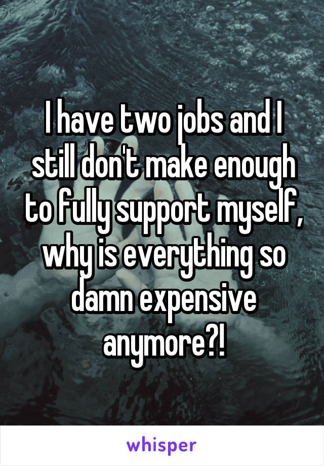 I have two jobs and I still don't make enough to fully support myself, why is everything so damn expensive anymore?!