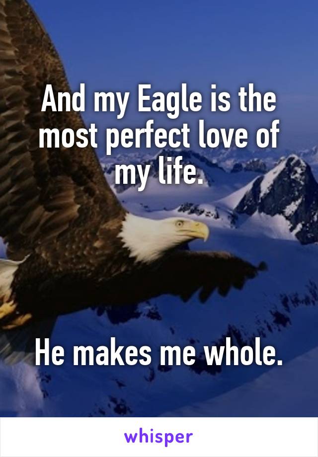 And my Eagle is the most perfect love of my life.




He makes me whole.