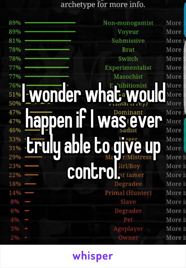 I wonder what would happen if I was ever truly able to give up control.