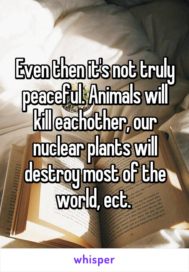 Even then it's not truly peaceful. Animals will kill eachother, our nuclear plants will destroy most of the world, ect. 