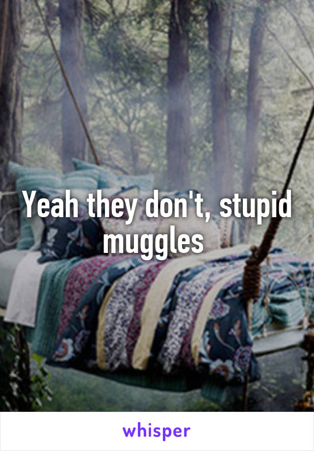 Yeah they don't, stupid muggles 