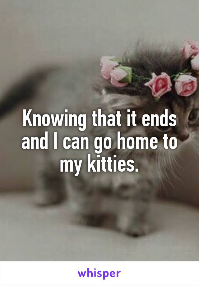 Knowing that it ends and I can go home to my kitties.