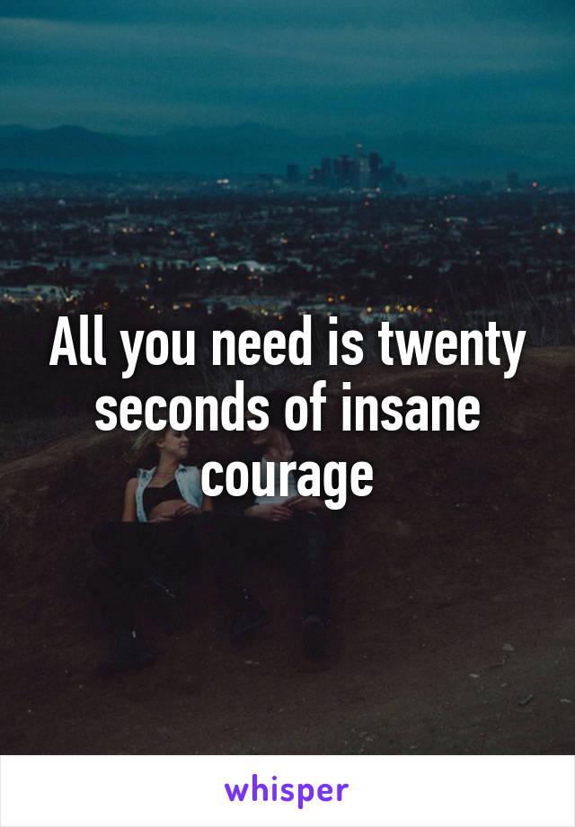 All you need is twenty seconds of insane courage