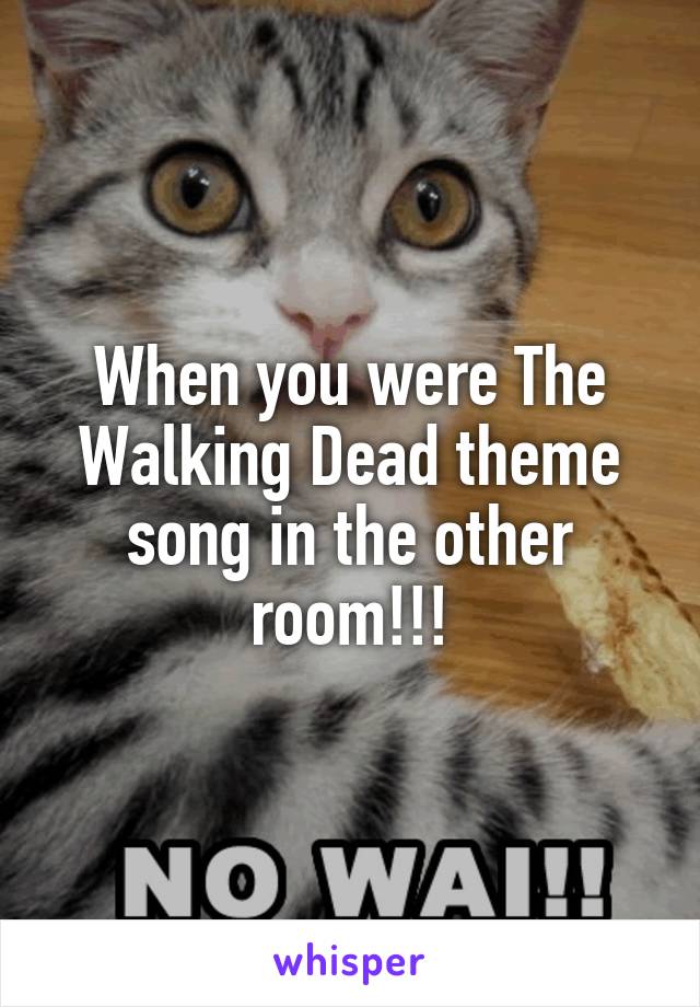 When you were The Walking Dead theme song in the other room!!!