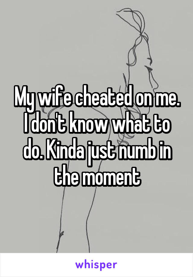 My wife cheated on me. I don't know what to do. Kinda just numb in the moment