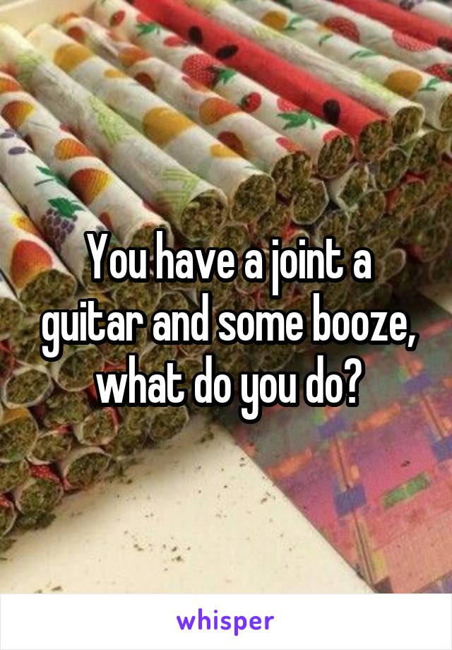 You have a joint a guitar and some booze, what do you do?