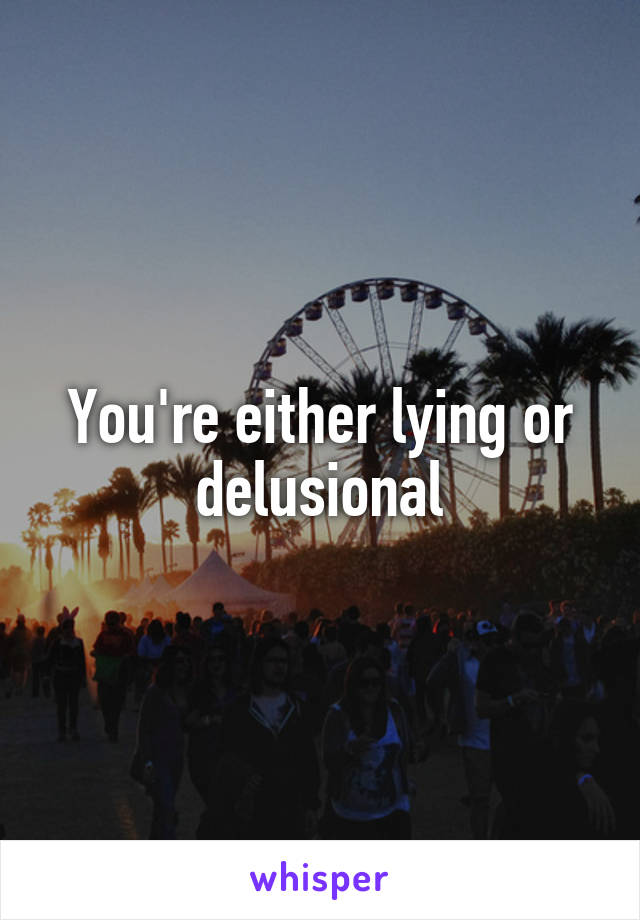 You're either lying or delusional