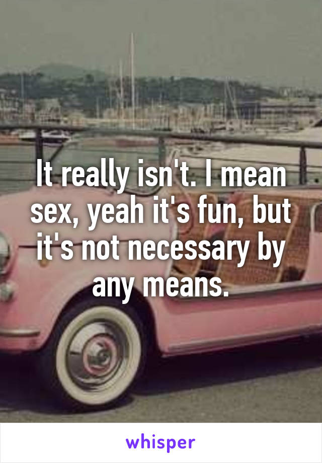 It really isn't. I mean sex, yeah it's fun, but it's not necessary by any means.